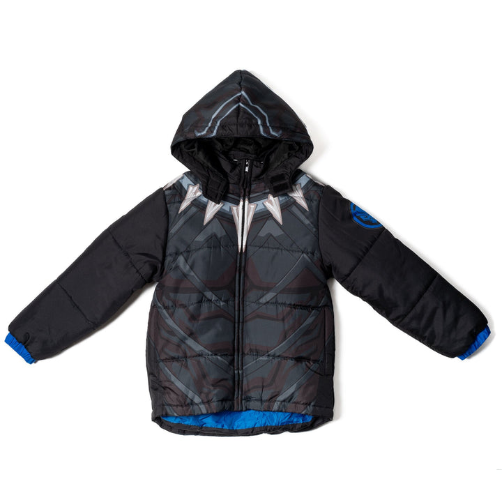 Marvel Avengers Black Panther Zip Up Winter Coat Puffer Jacket - imagikids