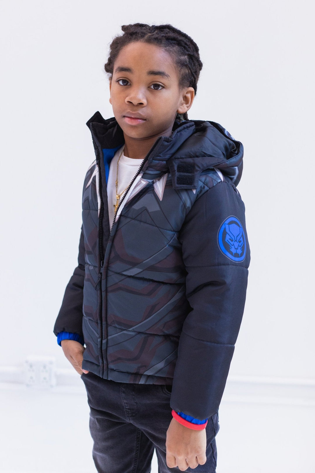 Marvel Avengers Black Panther Zip Up Winter Coat Puffer Jacket - imagikids