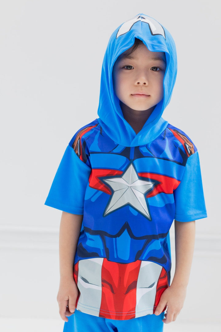 Marvel Avengers Captain America Athletic T-Shirt Mesh Shorts Outfit Set - imagikids