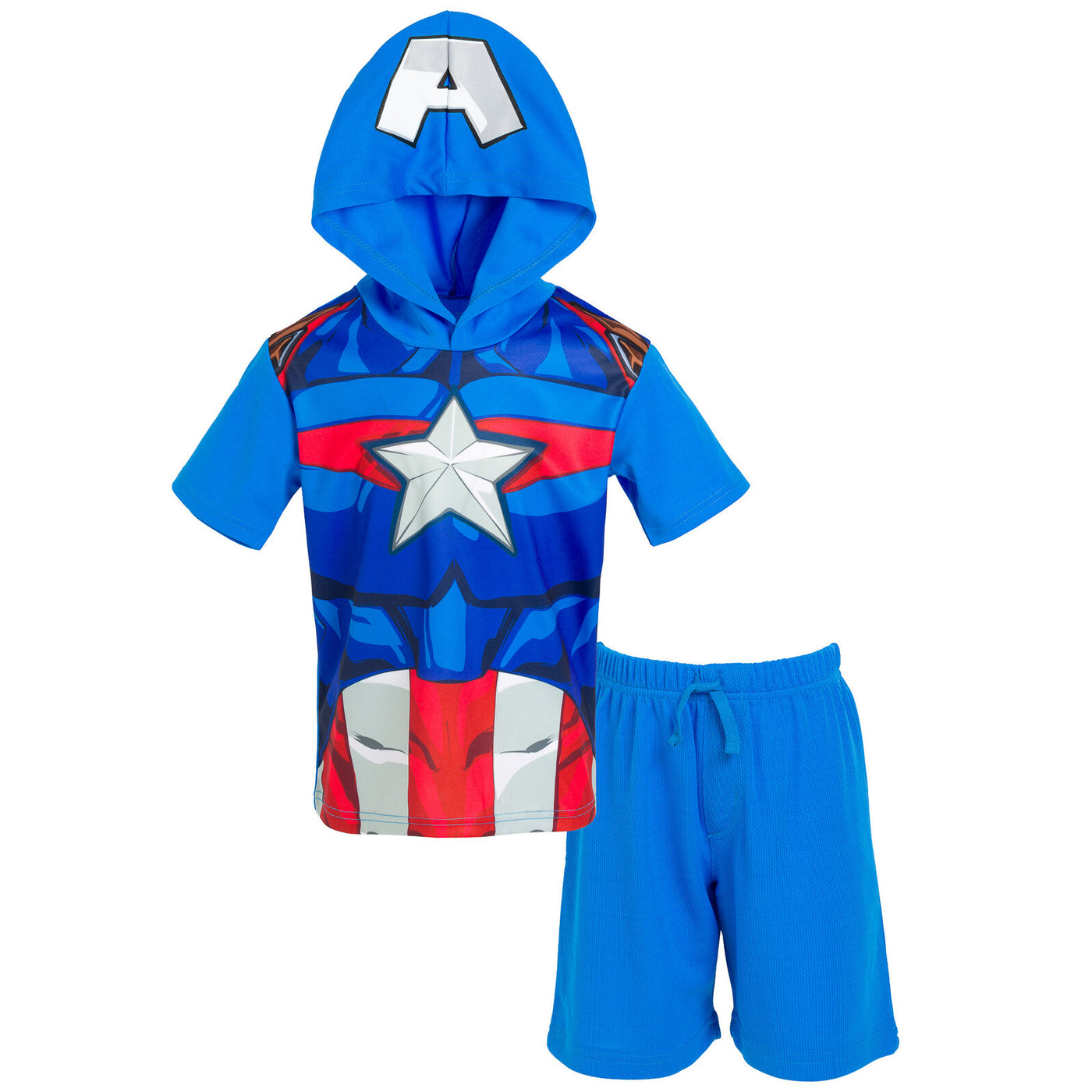 Marvel Avengers Captain America Athletic T-Shirt Mesh Shorts Outfit Set