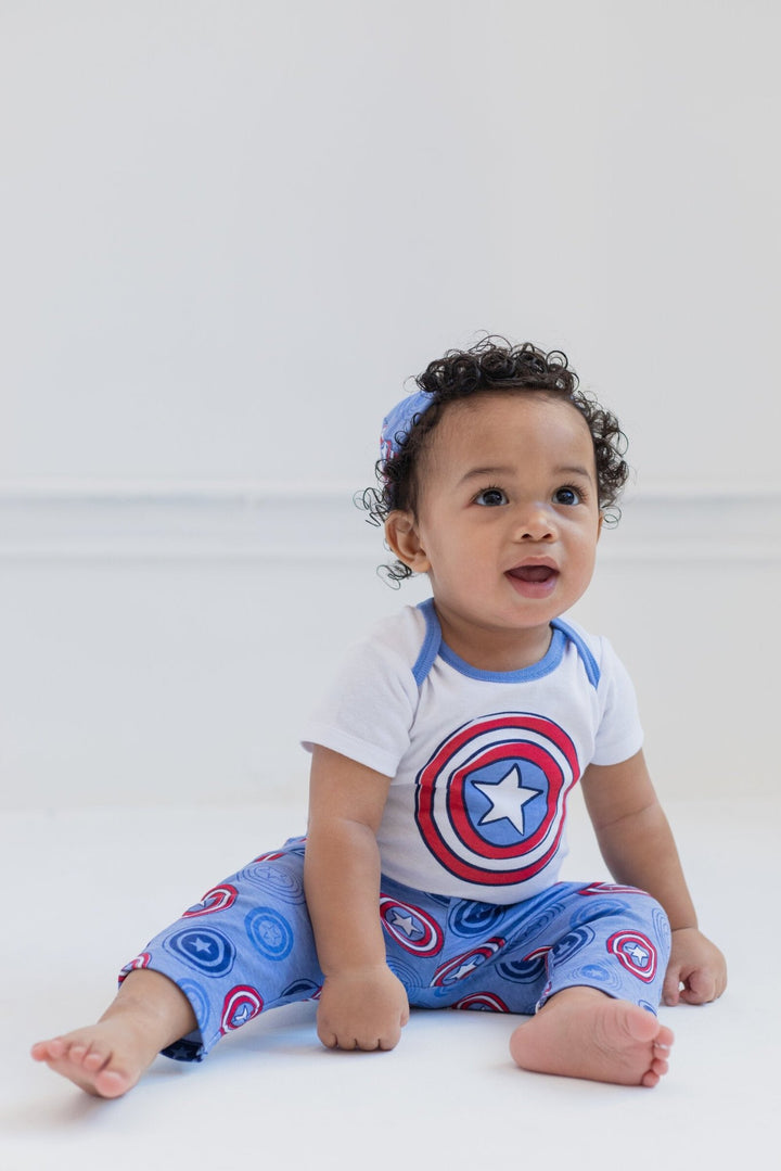 Marvel Avengers Captain America Bodysuit Pants and Hat 3 Piece Outfit Set - imagikids