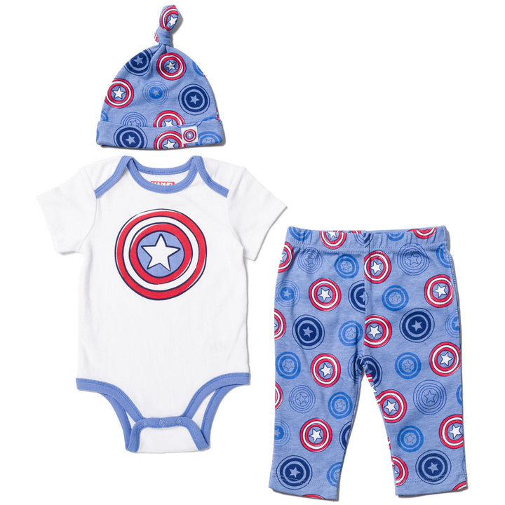 Marvel Avengers Captain America Bodysuit Pants and Hat 3 Piece Outfit Set - imagikids