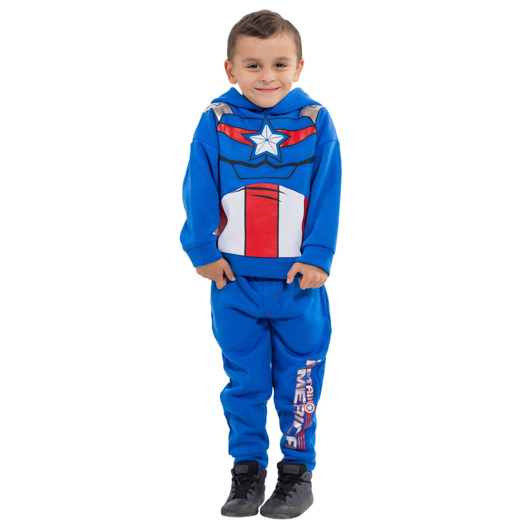 Marvel Avengers Captain America Fleece Pullover Hoodie and Pants Outfit Set - imagikids