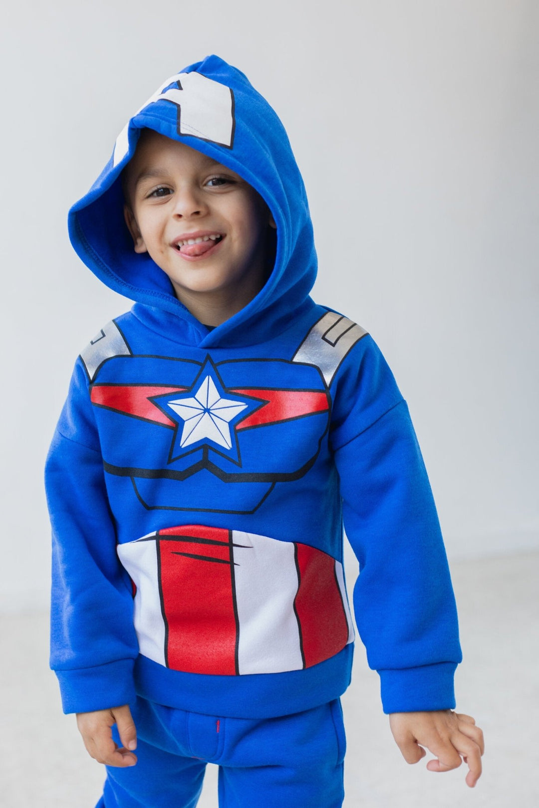 Marvel Avengers Captain America Fleece Pullover Hoodie and Pants Outfit Set - imagikids