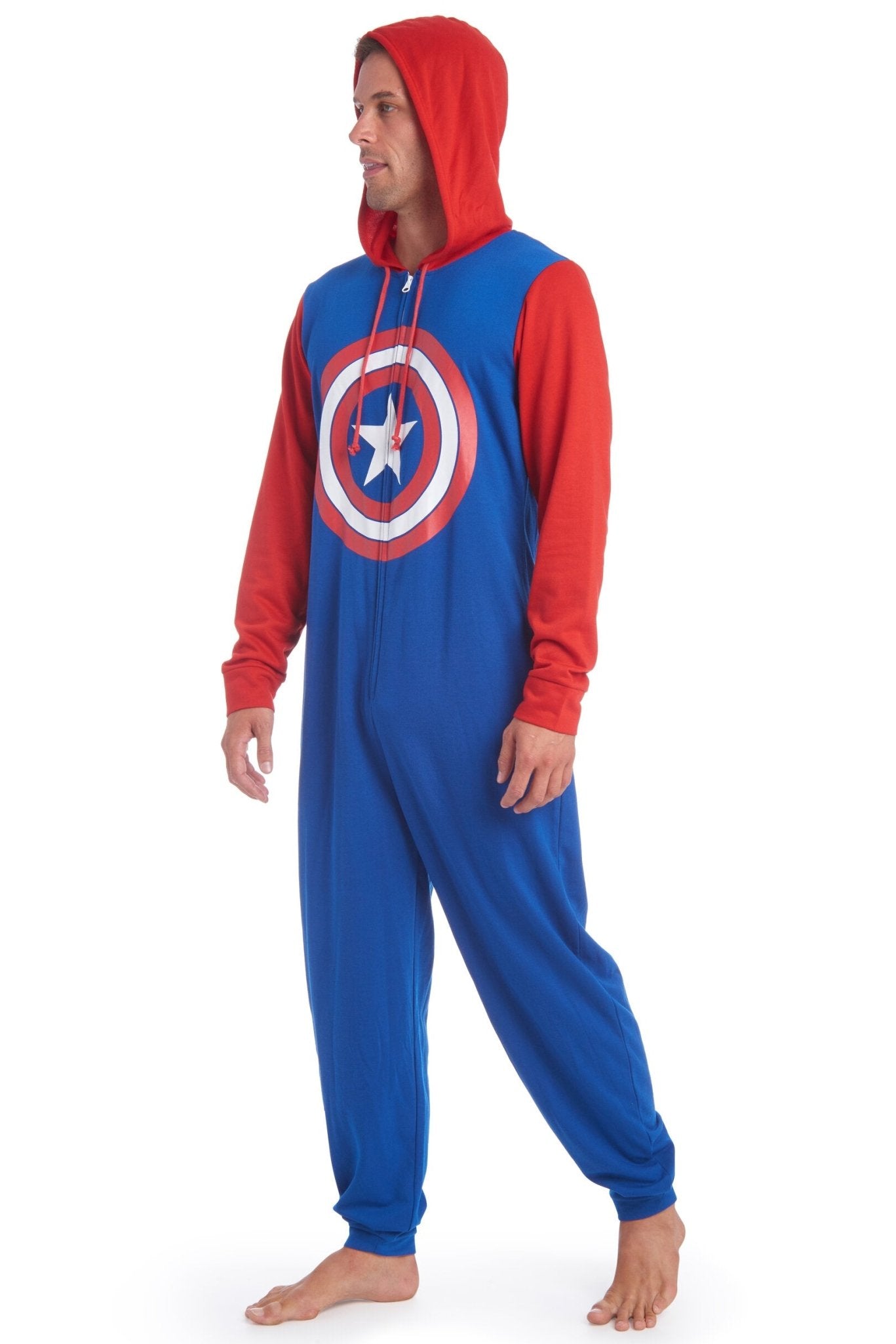 Marvel Avengers Captain America Fleece Zip Up Pajama Coverall - imagikids