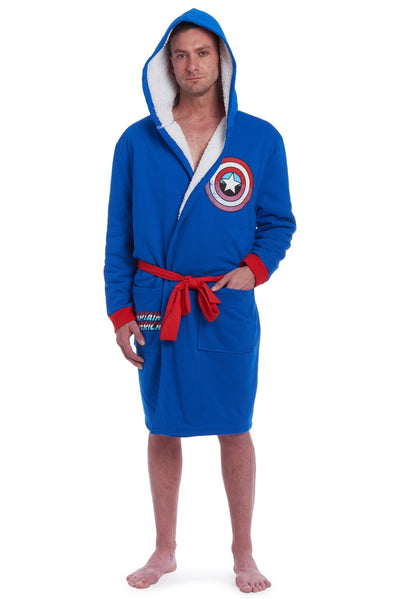 Marvel Avengers Captain America French Terry Long Sleeve Pajama Sleep Robe - imagikids