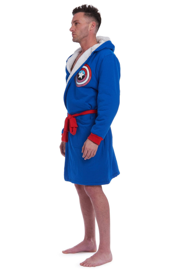 Marvel Avengers Captain America French Terry Long Sleeve Pajama Sleep Robe - imagikids