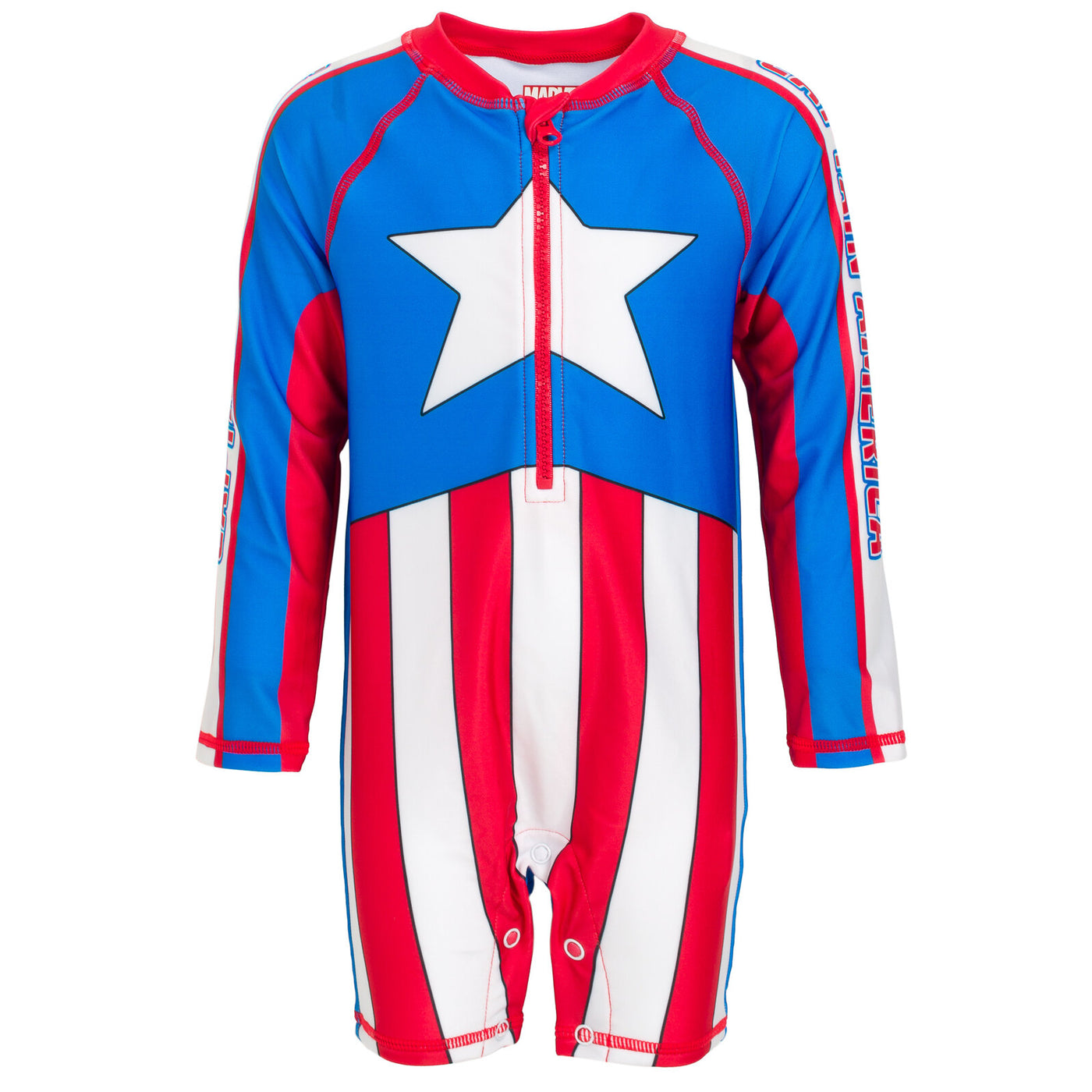 Marvel Avengers Captain America Half Zip UPF 50+ Up One Piece Bathing Suit