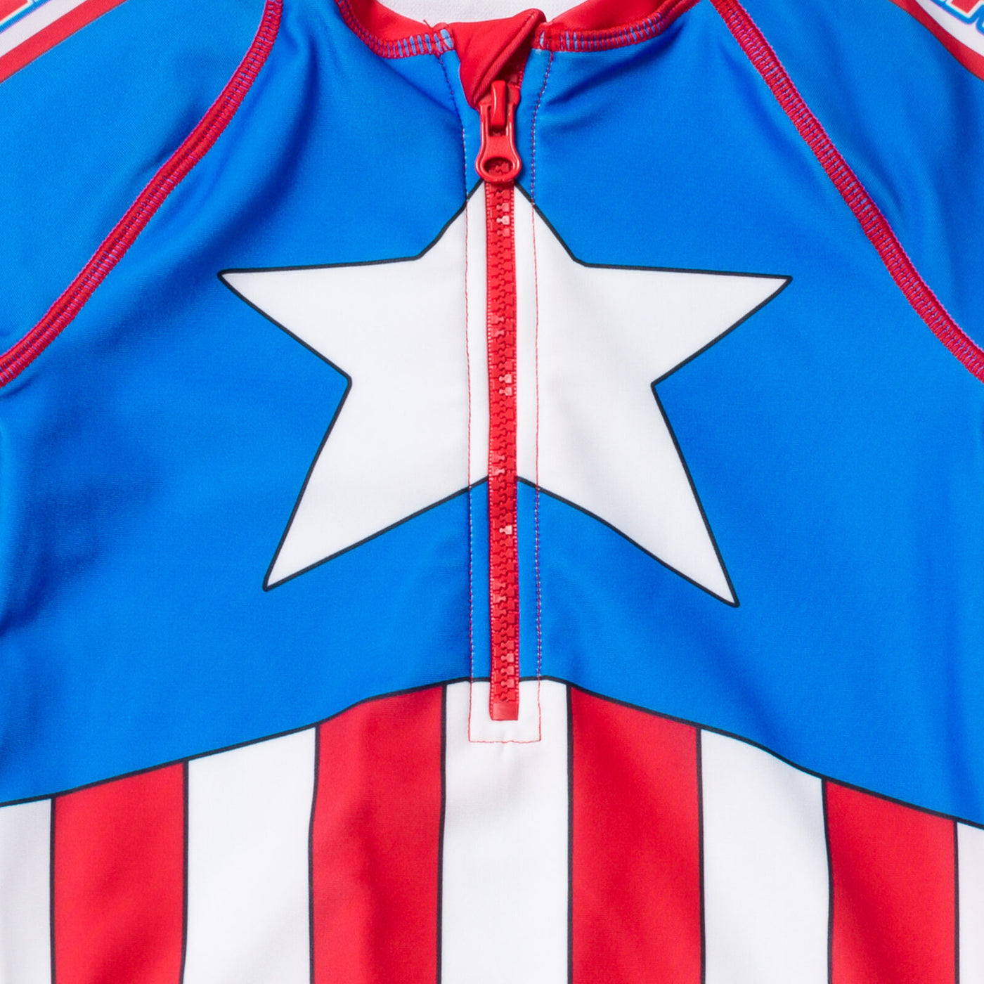 Marvel Avengers Captain America Half Zip UPF 50+ Up One Piece Bathing Suit