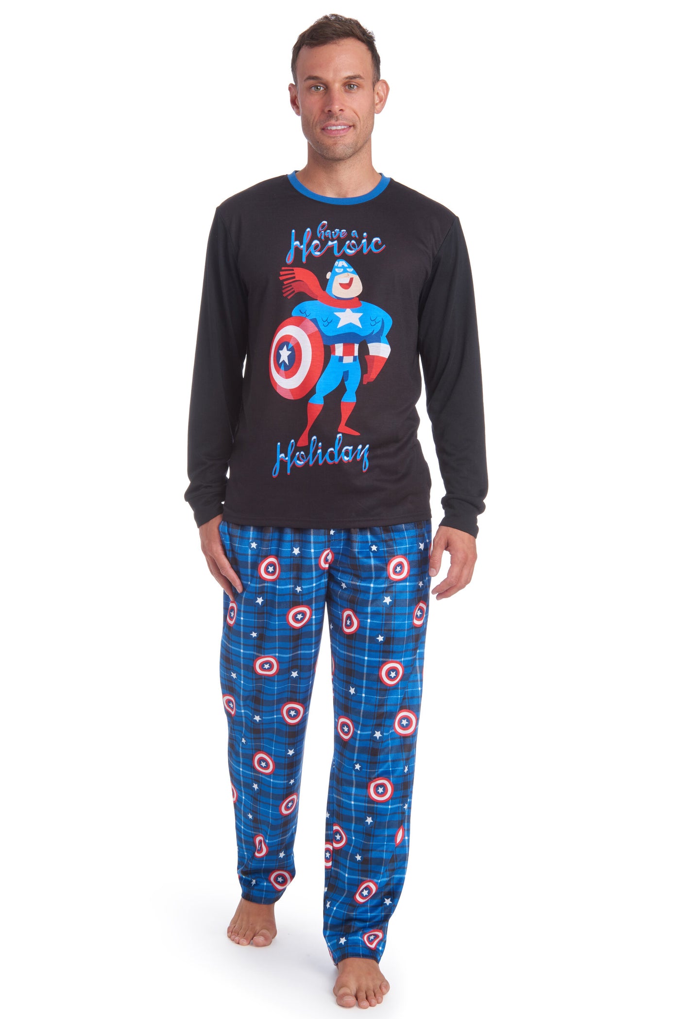 Marvel Avengers Captain America Pajama Shirt and Fleece Pants Sleep Set
