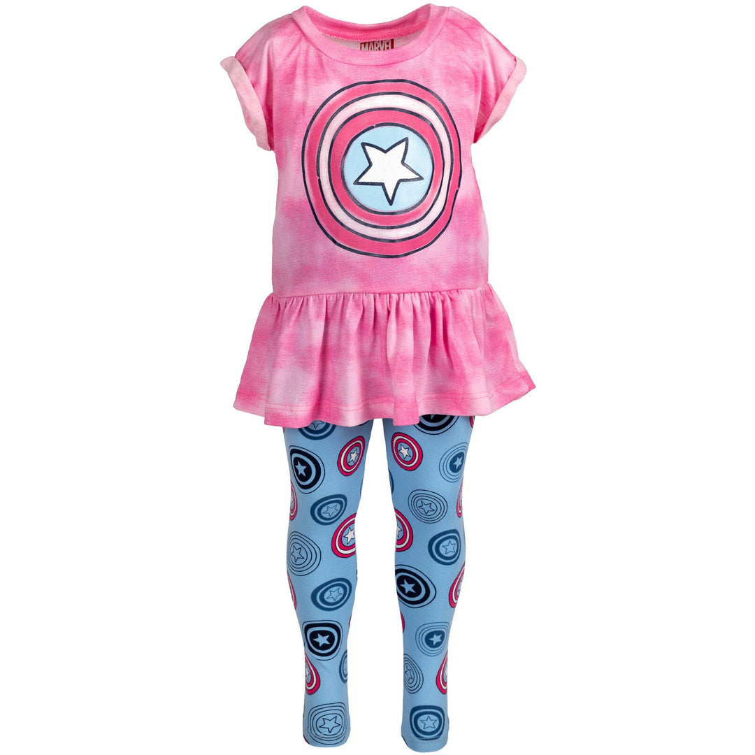 Marvel Avengers Captain America Peplum T-Shirt and Leggings Outfit Set - imagikids