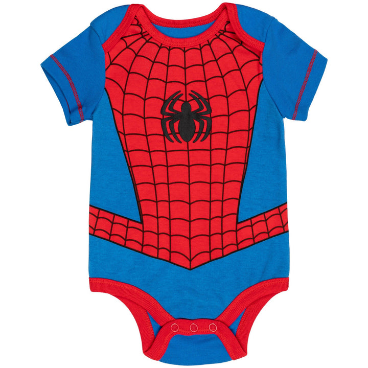 Marvel Avengers Captain America Spider-Man Thor Hulk Cosplay Short Sleeve Baby Bodysuit and Hat Newborn to Infant - imagikids