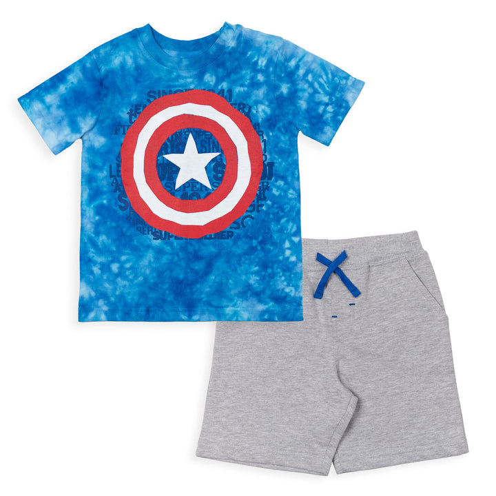 Camiseta con gráfico de Capitán América de Marvel y pantalones cortos de felpa francesa