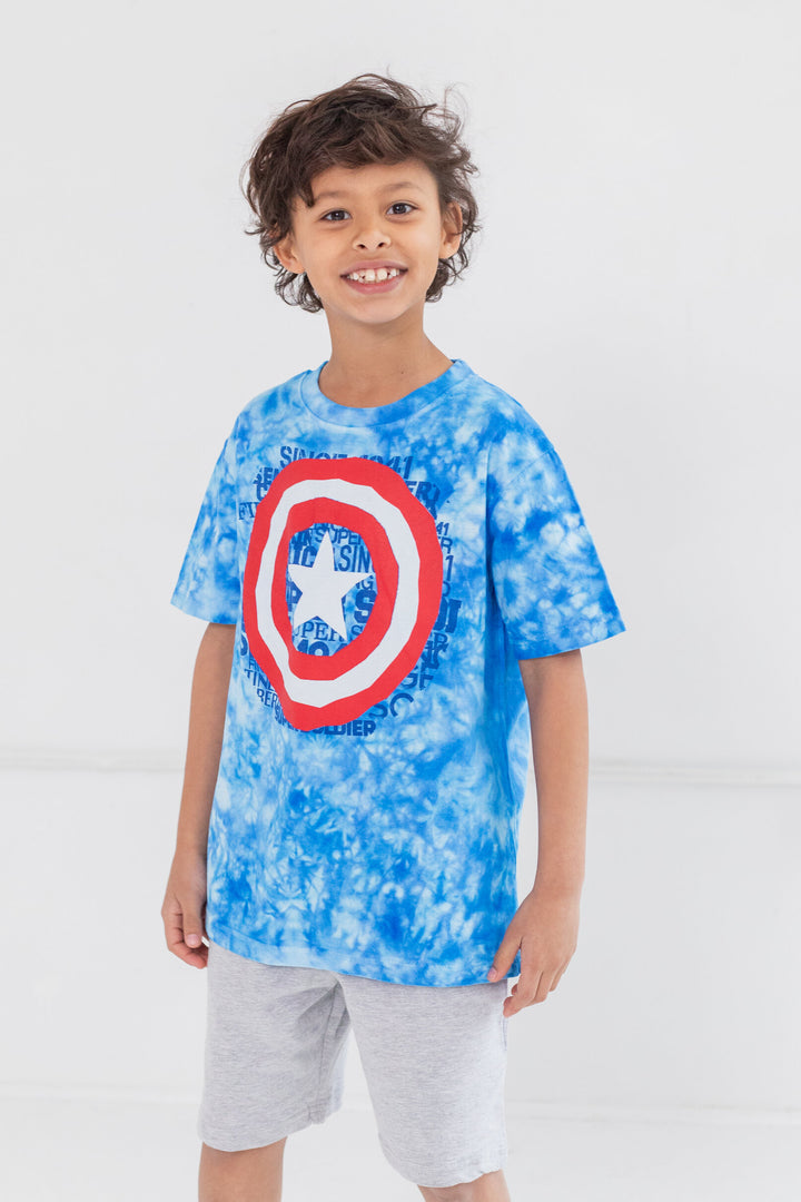 Camiseta con gráfico de Capitán América de Marvel y pantalones cortos de felpa francesa