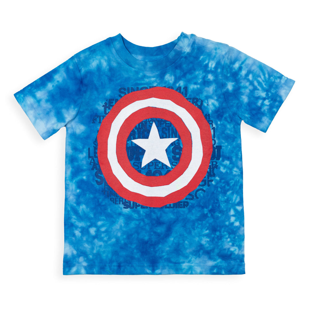 Camiseta con gráfico de Capitán América de Marvel y pantalones cortos de felpa francesa