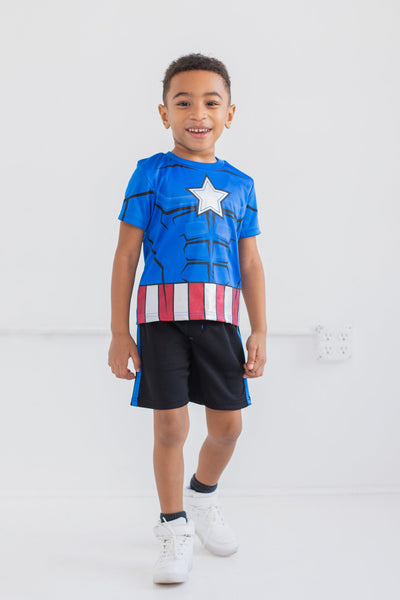 Camiseta gráfica Marvel Capitán América y pantalones cortos transpirables