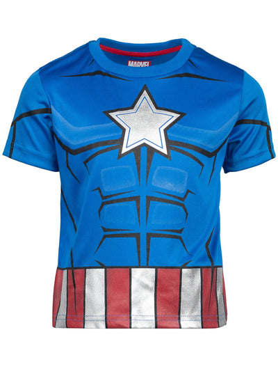 Camiseta gráfica Marvel Capitán América y pantalones cortos transpirables