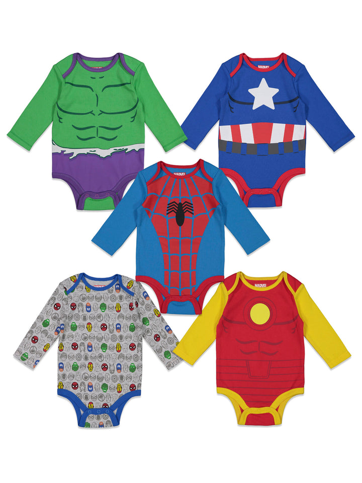 The Avengers 5 Pack Long Sleeve Bodysuit