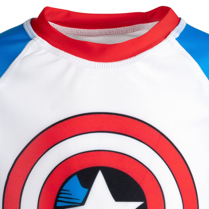 Marvel Avengers Captain America UPF 50+ Pullover Rash Guard Swim Shirt - imagikids