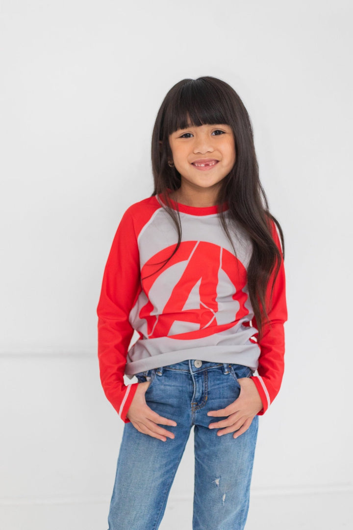 Marvel Avengers Captain America UPF 50+ Rash Guard Swim Shirt - imagikids