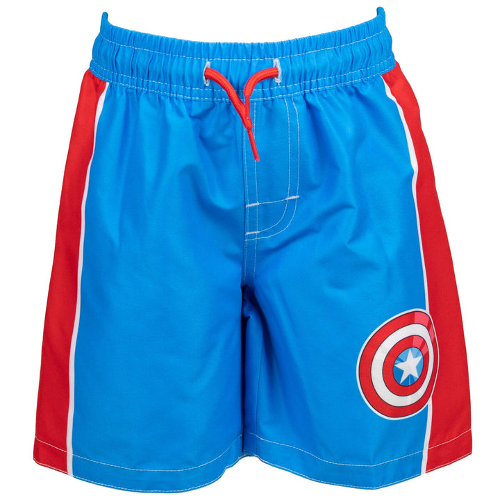 Marvel Avengers Captain America UPF 50+ Rash Guard Swim Trunks Outfit Set - imagikids