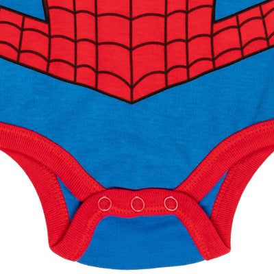Marvel Avengers Captain America Spider-Man Thor Hulk Cosplay Short Sleeve Baby Bodysuit and Hat Newborn to Infant