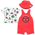 Conjunto de 3 piezas de camiseta y gorro de mono corto de felpa francesa de los Vengadores de Marvel
