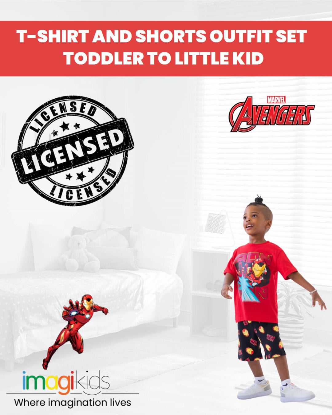 Marvel Avengers Iron Man T - Shirt and French Terry Shorts Outfit Set - imagikids