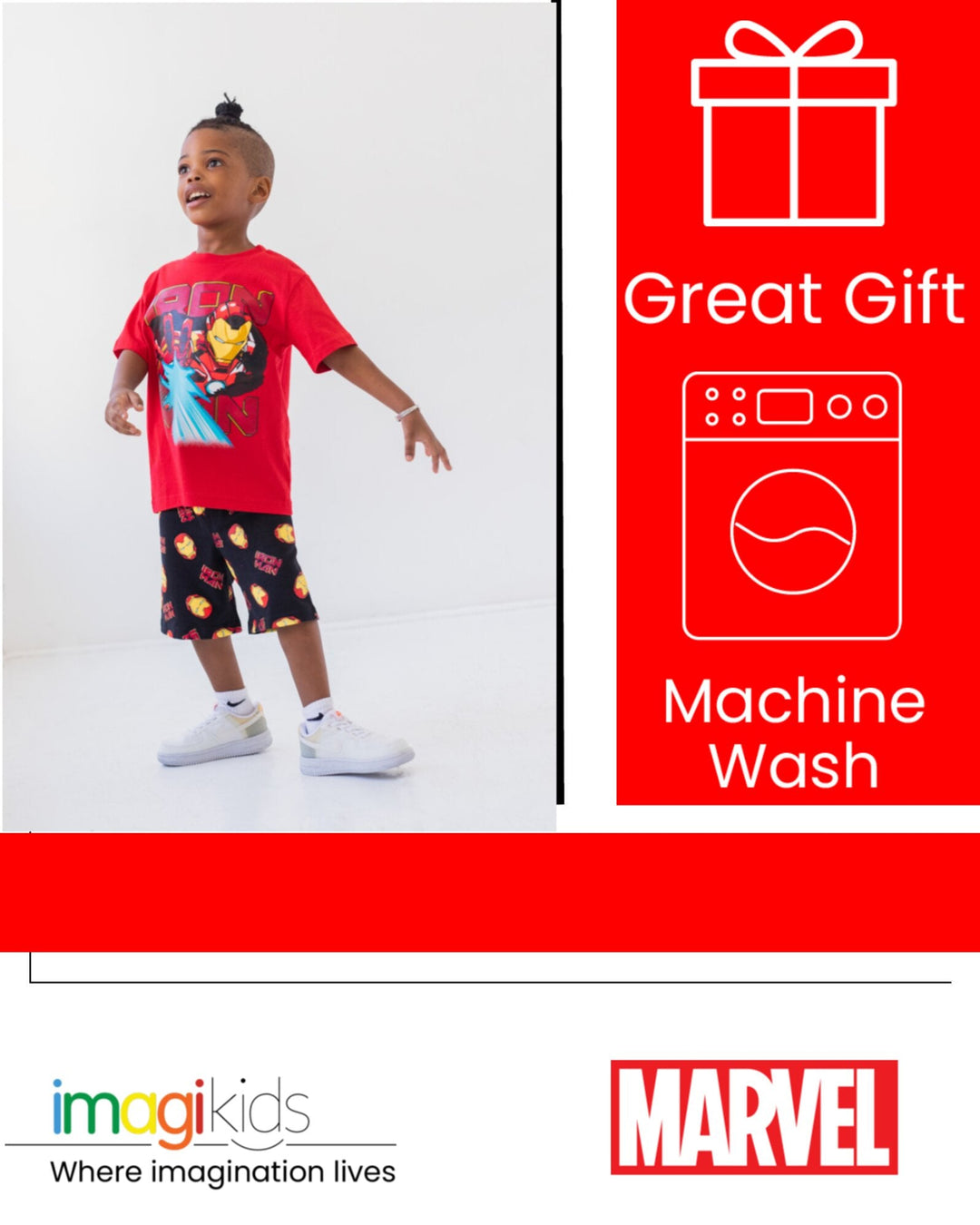 Marvel Avengers Iron Man T - Shirt and French Terry Shorts Outfit Set - imagikids