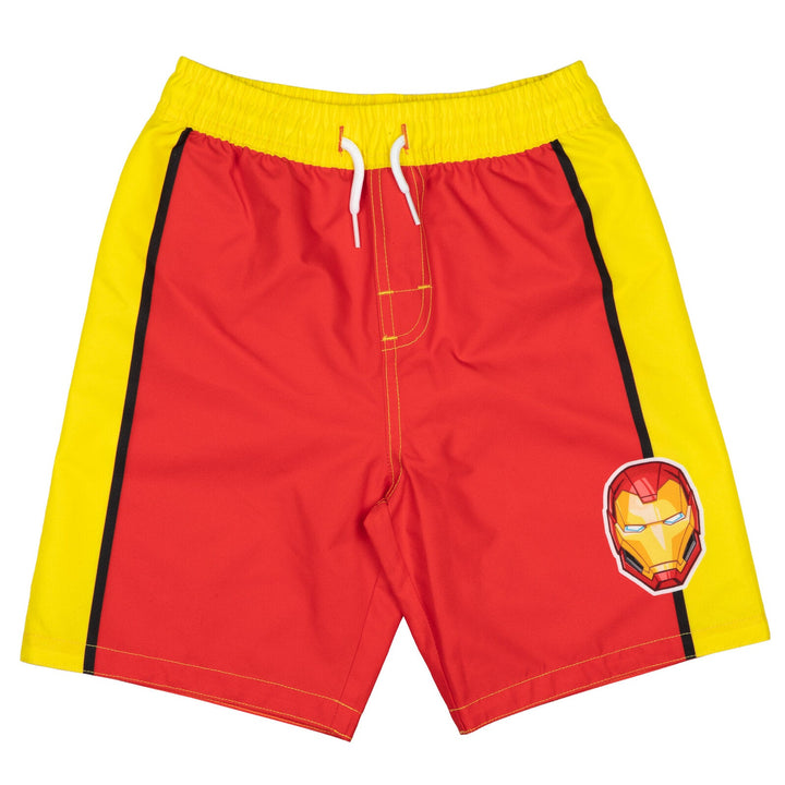 Marvel Avengers Iron Man UPF 50+ Cosplay Rash Guard Swim Trunks Outfit Set - imagikids