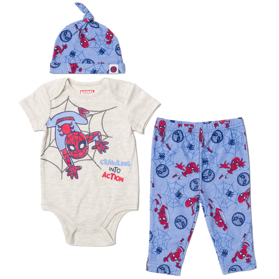 Marvel Avengers Spider - Man Bodysuit Pants and Hat 3 Piece Outfit Set - imagikids