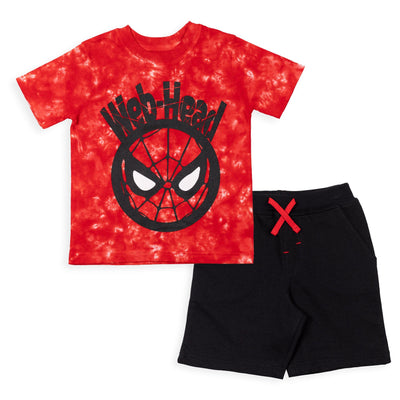 Marvel Avengers Spider - Man T - Shirt and French Terry Shorts Outfit Set - imagikids