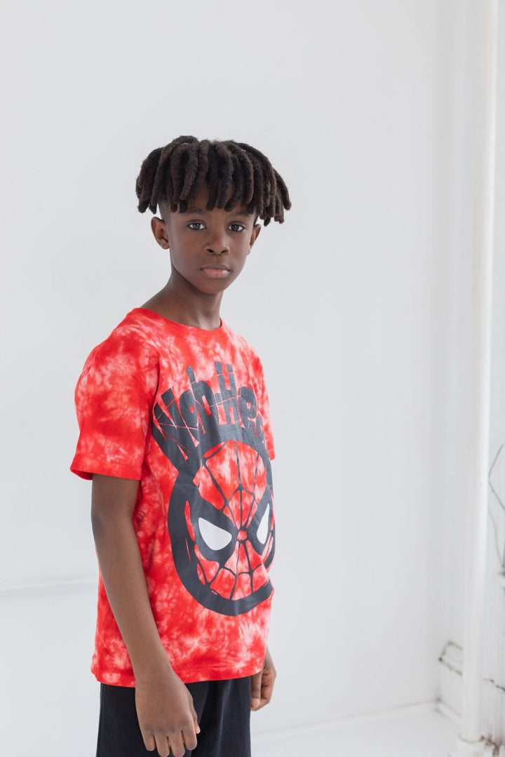 Marvel Avengers Spider - Man T - Shirt and French Terry Shorts Outfit Set - imagikids