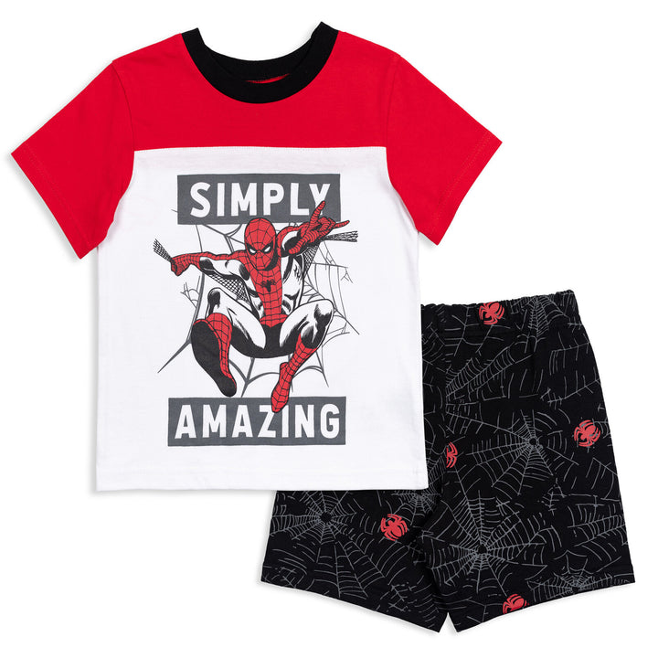 Camiseta gráfica Marvel Spider-Man y pantalones cortos de felpa francesa