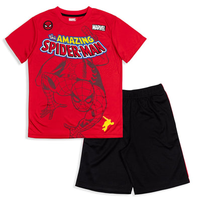 Marvel Avengers Spider - Man T - Shirt and Mesh Shorts Outfit Set - imagikids