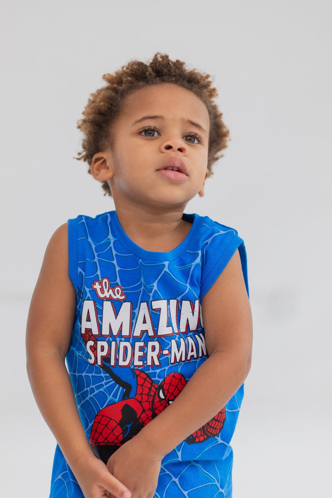 Marvel Avengers Spider - Man T - Shirt French Terry Tank Top and Shorts 3 Piece Outfit Set - imagikids