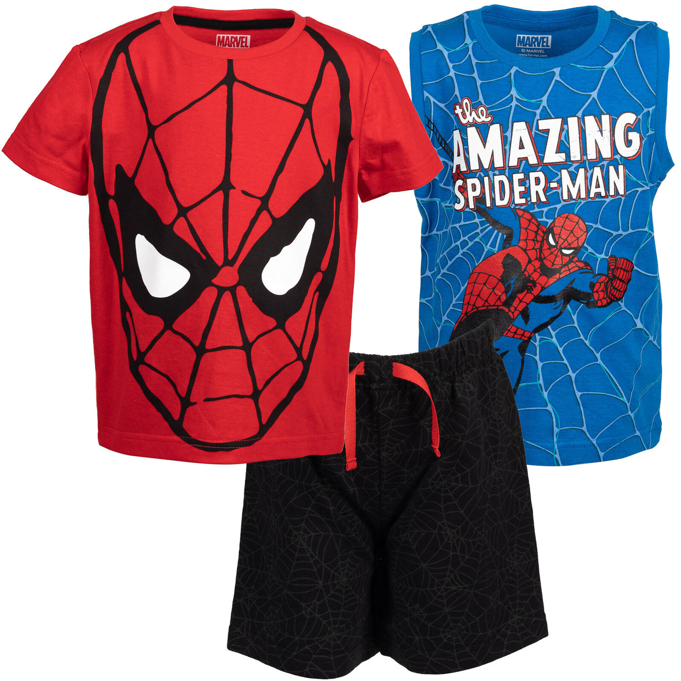 Marvel Avengers Spider-Man T-Shirt French Terry Tank Top and Shorts 3 Piece Outfit Set