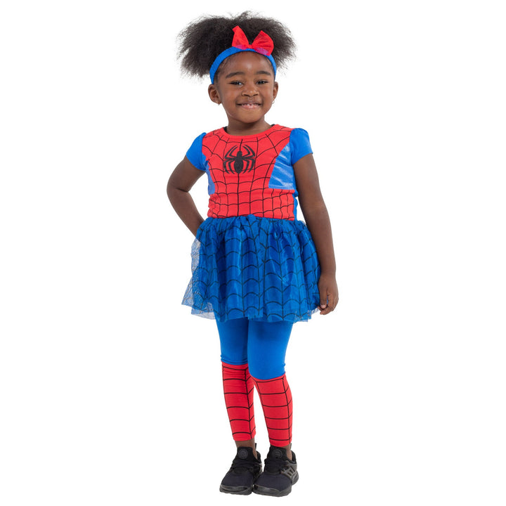 Marvel Avengers Spider - Man Tulle Cosplay Dress Leggings and Headband 3 Piece - imagikids