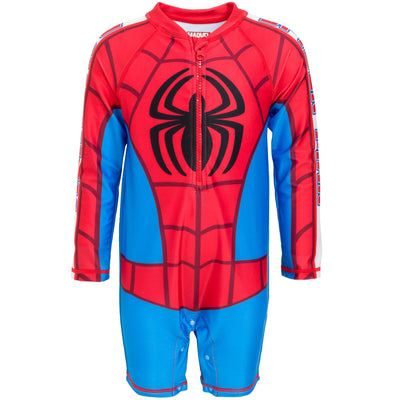 Marvel Avengers Spider - Man UPF 50+ Zip Up One Piece Bathing Suit - imagikids