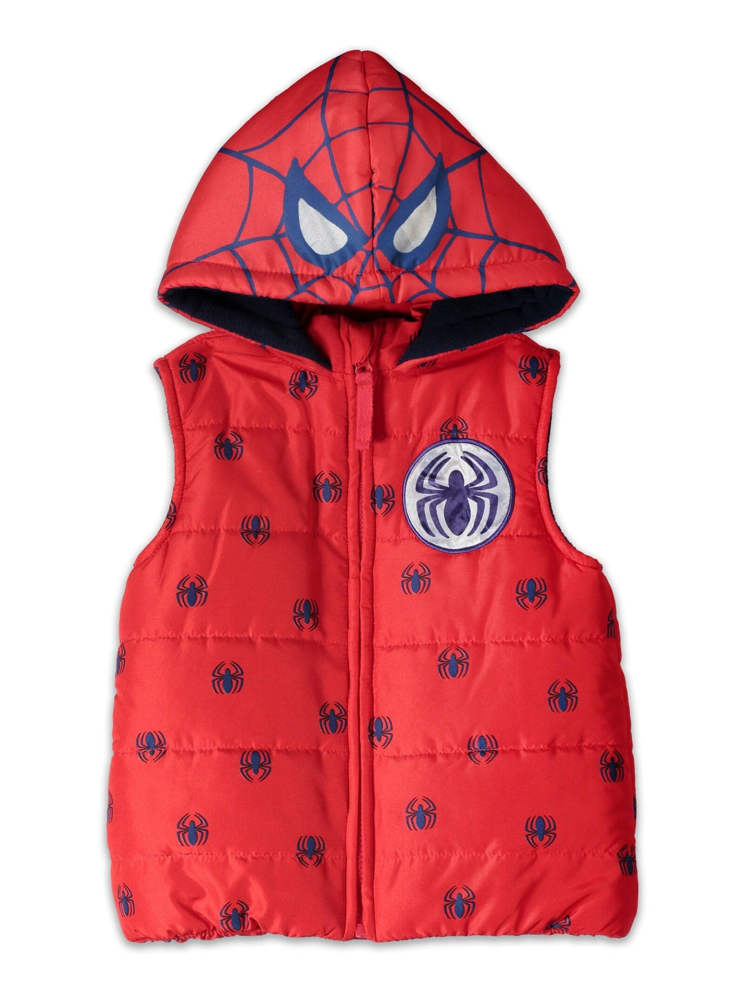 Marvel Avengers Spider - Man Zip Up Vest Puffer T - Shirt and Jogger Pants 3 Piece Outfit Set - imagikids