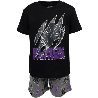 Camiseta gráfica Marvel Black Panther y pantalones cortos de felpa francesa