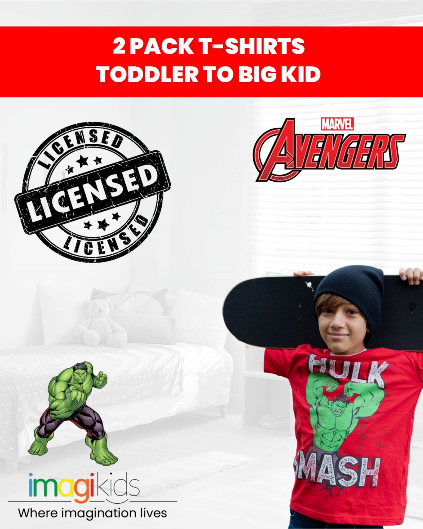 Marvel Avengers The Hulk 2 Pack T - Shirts - imagikids