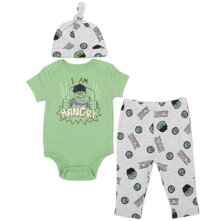 Marvel Avengers The Hulk Bodysuit Pants and Hat 3 Piece Outfit Set - imagikids