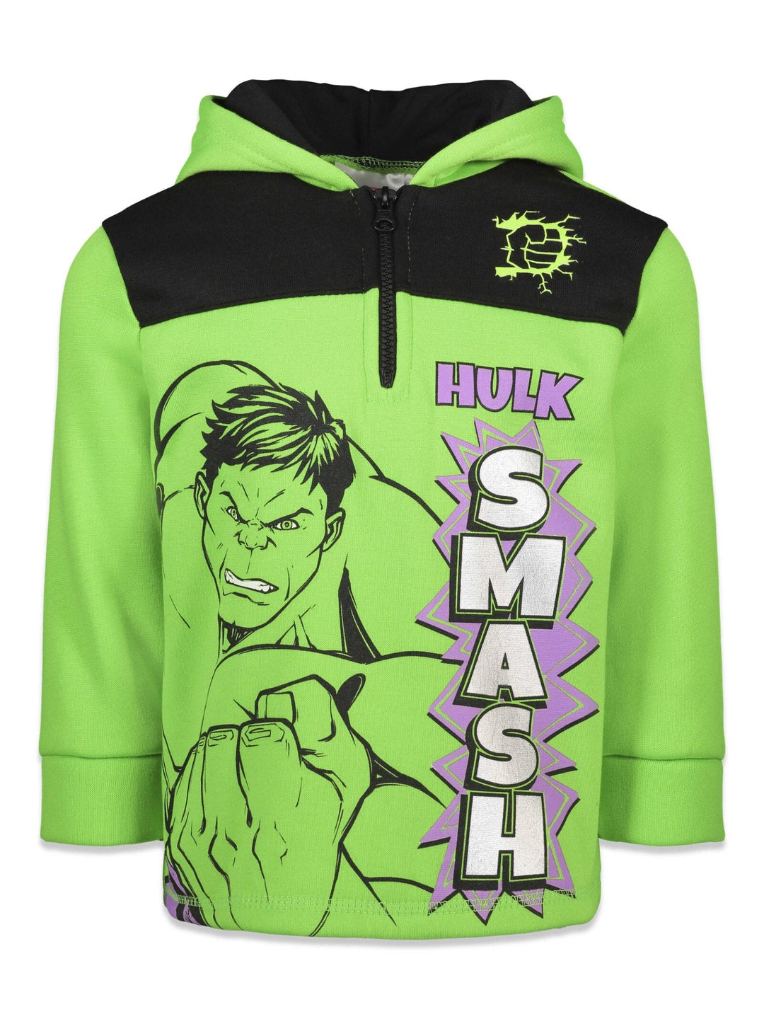 Marvel Avengers The Hulk Fleece Half Zip Hoodie - imagikids