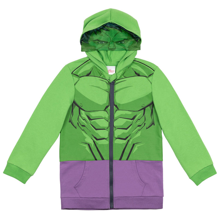 Marvel Avengers The Hulk Fleece Zip Up Cosplay Hoodie - imagikids