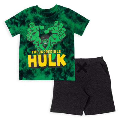 Camiseta gráfica Marvel The Hulk y pantalones cortos de felpa francesa