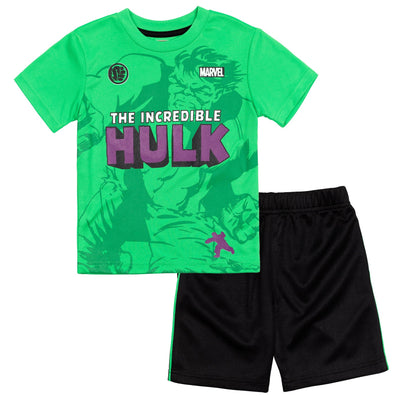 Marvel Avengers The Hulk T - Shirt and Mesh Shorts Outfit Set - imagikids