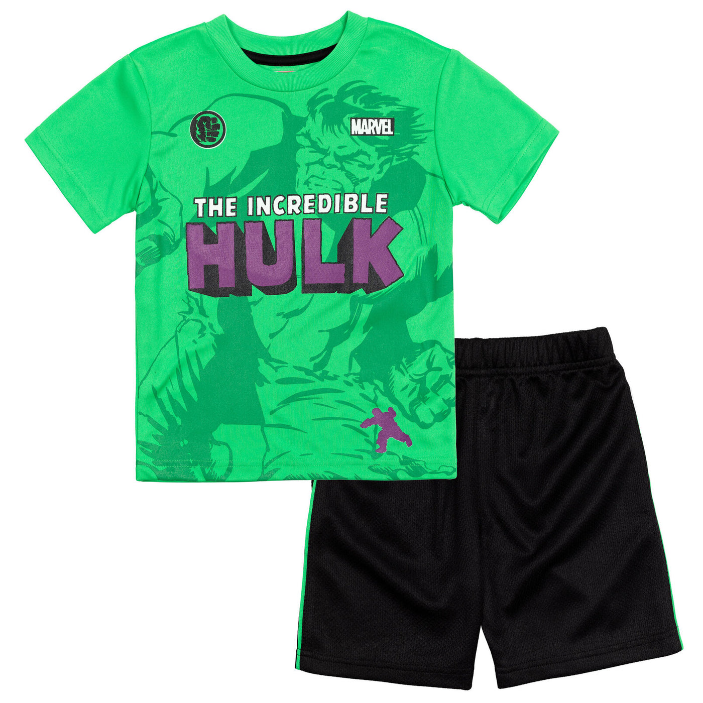 Marvel Avengers The Hulk T-Shirt and Mesh Shorts Outfit Set