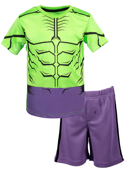 Conjunto de camiseta y shorts deportivos con gráfico de malla de Hulk