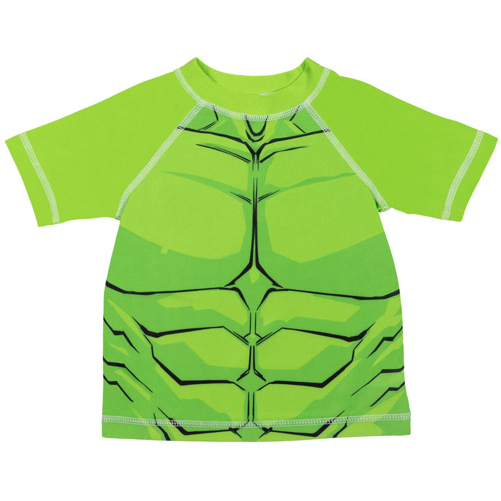 Marvel Avengers The Hulk UPF 50+ Pullover Rash Guard Swim Trunks Outfit Set - imagikids